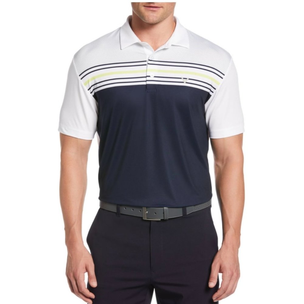 Callaway mens Fine Line Stripe Short Sleeve Golf Polo Shirt Polo Shirt